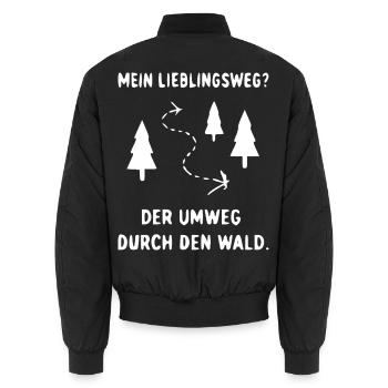 Waldweg Umweg Illustration - Unisex Bomberjacke - Schwarz - Hinten - AI Model Male 185 light (185cm)