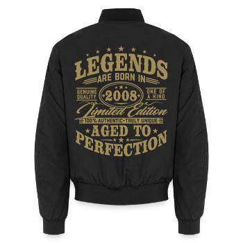 2008 Vintage Born Legends Vintage Birthday - Unisex Bomber Jacket - black - Back - AI Model Male 185 light (185cm)