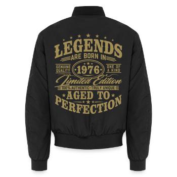 Cadeau d’anniversaire vintage vintage rétro 1976 - Bomber unisexe - noir - Dos - AI Model Male 185 light (185cm)