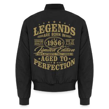 Cadeau d’anniversaire vintage vintage rétro de 1956 - Bomber unisexe - noir - Dos - AI Model Male 185 light (185cm)