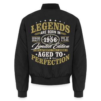 Cadeau d’anniversaire vintage vintage rétro de 1956 - Bomber unisexe - noir - Dos - AI Model Male 185 light (185cm)