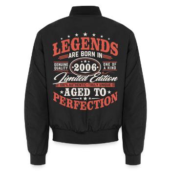 2006 Vintage Vintage Cadeau d’anniversaire Rétro - Bomber unisexe - noir - Dos - AI Model Male 185 light (185cm)