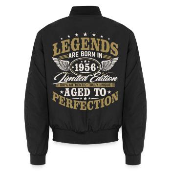 1956 Vintage Born Birthday Vintage Gift - Unisex Bomber Jacket - black - Back - AI Model Male 185 light (185cm)