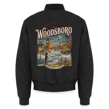 Spukstadt - Unisex Bomberjacke - Schwarz - Hinten - AI Model Male 185 light (185cm)