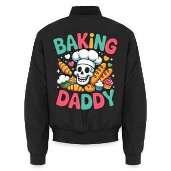 Bäcker Daddy Totenkopf - Unisex Bomberjacke - Schwarz - Hinten - AI Model Male 185 light (185cm)