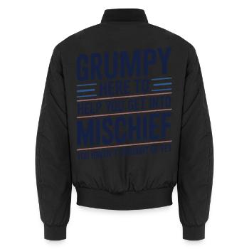 Grumpy hier, um dir zu helfen, in Unfug einzusteigen - Unisex Bomberjacke - Schwarz - Hinten - AI Model Male 185 light (185cm)
