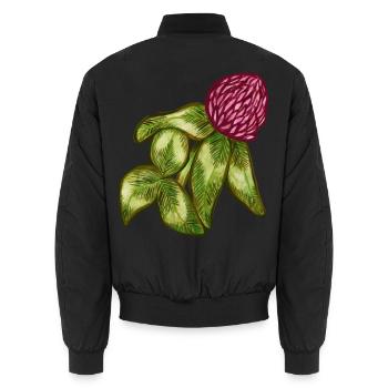 Karmesinblüte mit Farnblättern - Unisex Bomberjacke - Schwarz - Hinten - AI Model Male 185 light (185cm)