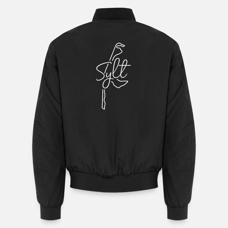 Sylt | Map line art minimalism - Unisex Bomber Jacket - black