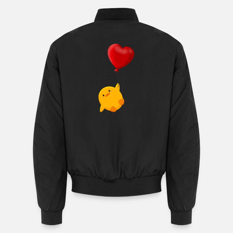 Süßes Küken schwebt an Herz Luftballon Unisex Bomberjacke