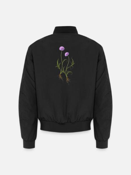 Meadow Flower Nature Illustration - Unisex Bomber Jacket - black