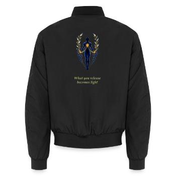 What You Release Becomes Light - Unisex Bomberjacke - Schwarz - Hinten - AI Model Male 185 light (185cm)