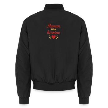 Cadeau Maman Heroïne avec Cœur Bienveillant - Bomber unisexe - noir - Dos - AI Model Male 185 light (185cm)