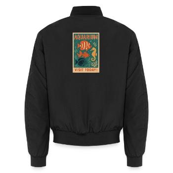 Vintage Tropical Fish Poster - Retro Acquat Art - Unisex Bomber Jacket - black - Back - AI Model Male 185 light (185cm)