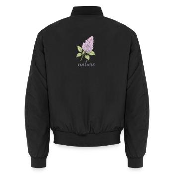 Flieder Nature Design -  Blumen Trend Motiv - Unisex Bomberjacke - Schwarz - Hinten - AI Model Male 185 light (185cm)