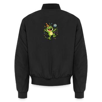 Party-Frosch - Unisex Bomberjacke - Schwarz - Hinten - AI Model Male 185 light (185cm)
