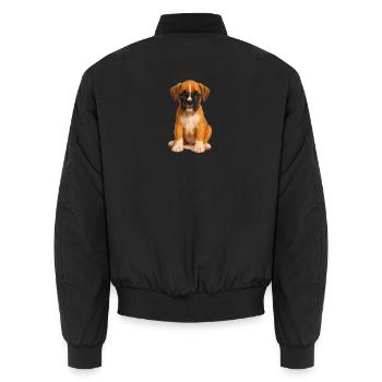 Mignon chiot boxer – motif de chien réaliste - Bomber unisexe - noir - Dos - AI Model Male 185 light (185cm)