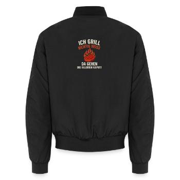 Ich Grill Richtig Heiß Spruch - Unisex Bomberjacke - Schwarz - Hinten - AI Model Male 185 light (185cm)