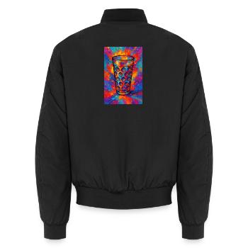 Dubbeglas Explosion - Unisex Bomberjacke - Schwarz - Hinten - AI Model Male 185 light (185cm)