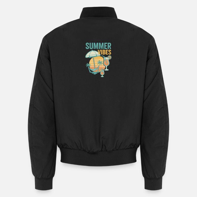 Plage estivale et motif de boisson Bomber unisexe