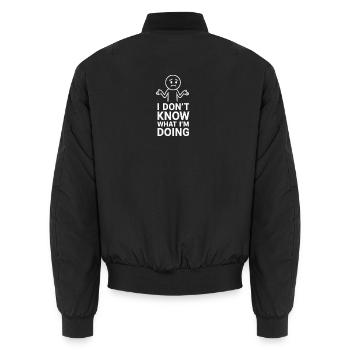 Verwirrter Ausdruckssprint für Humor und Ausdruck - Unisex Bomberjacke - Schwarz - Hinten - AI Model Male 185 light (185cm)