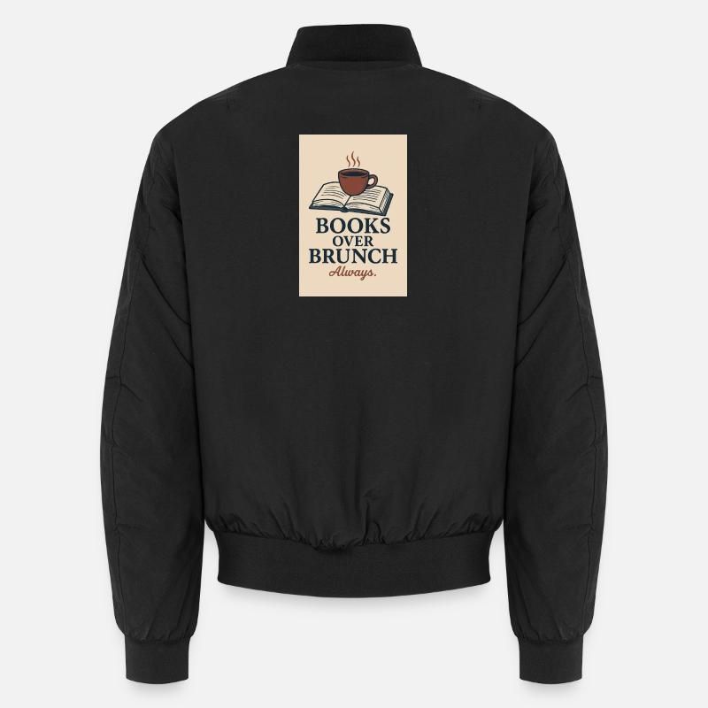 Kaffee und Bücher Motiv - Unisex Bomberjacke - Schwarz