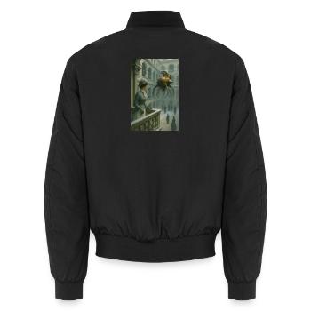 univers retro futuriste pieuvre volante et femme - Bomber unisexe - noir - Dos - AI Model Male 185 light (185cm)