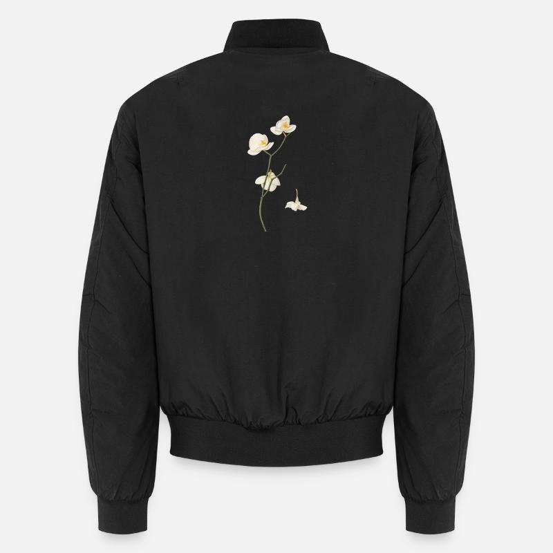 Elegant White Orchid Flower - Unisex Bomber Jacket - black