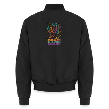 Dino Einschulung | Rooaaar! Ich bin ein Schulkind - Unisex Bomberjacke - Schwarz - Hinten - AI Model Male 185 light (185cm)