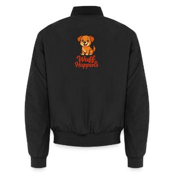 Wuff Happens...mega cutes Hundedesign - Unisex Bomberjacke - Schwarz - Hinten - AI Model Male 185 light (185cm)