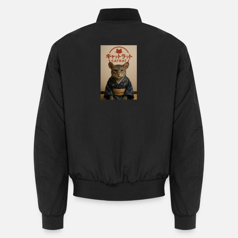 Cat Elegance im Kimono - Unisex Bomberjacke - Schwarz