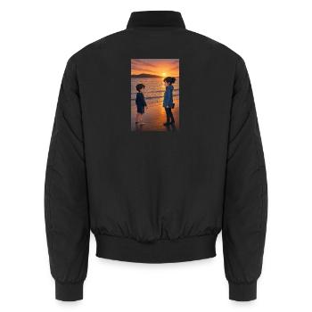 Sunset on the beach - Unisex Bomber Jacket - black - Back - AI Model Male 185 light (185cm)