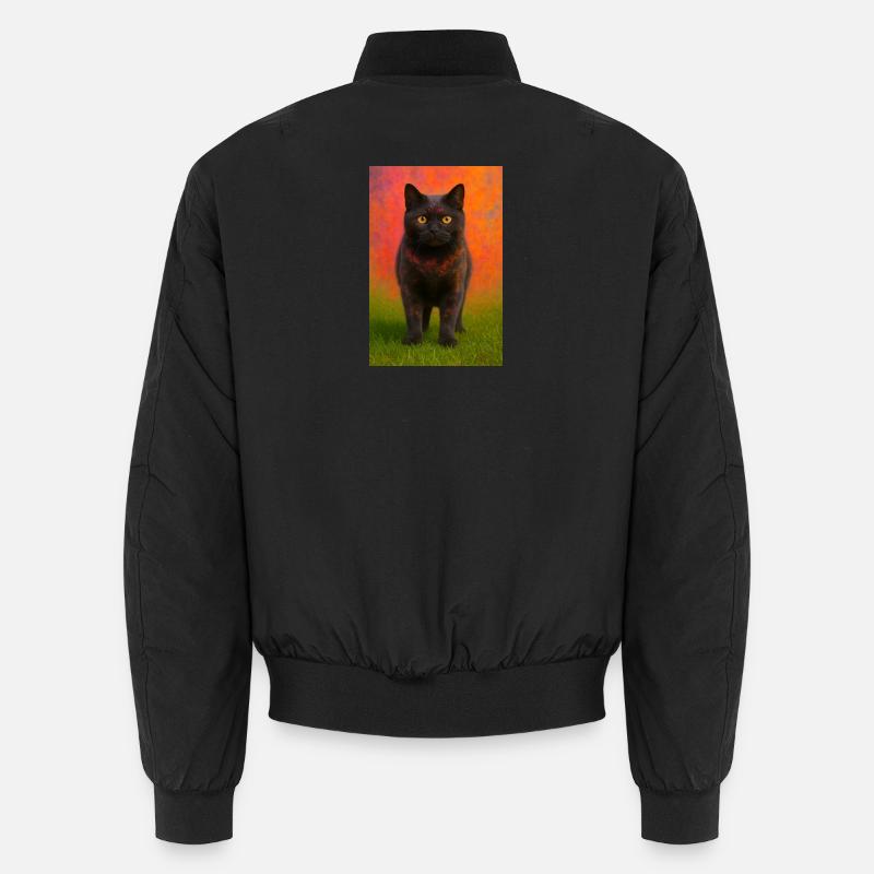 Night cat with color explosion in the background Unisex Bomber Jacket