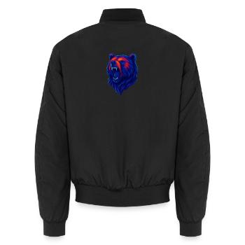 Life-robbing bear head in neon style - Unisex Bomber Jacket - black - Back - AI Model Male 185 light (185cm)