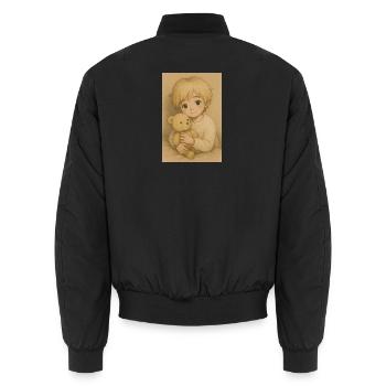 "Touma" - Unisex Bomber Jacket - black - Back - AI Model Male 185 light (185cm)