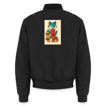 Scooter Fox mit Skateboard - Unisex Bomberjacke - Schwarz - Hinten - AI Model Male 185 light (185cm)