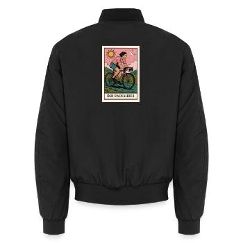 Der Radfahrer Illustration - Unisex Bomberjacke - Schwarz - Hinten - AI Model Male 185 light (185cm)