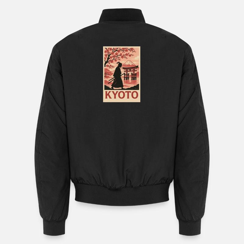 Kyoto Samurai und Kirschblüten Silhouette Unisex Bomberjacke