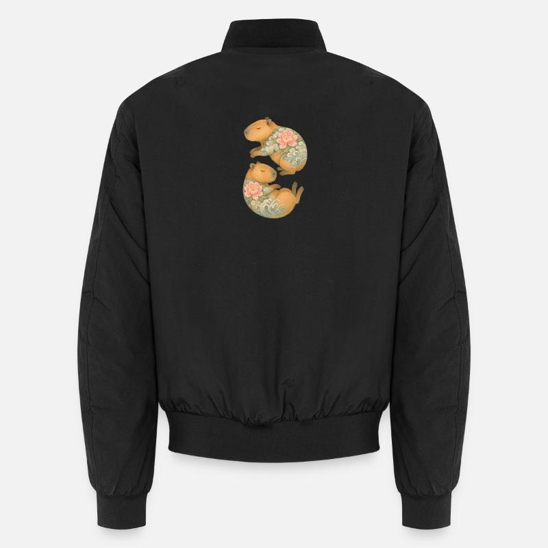 Inked Capybara Companions – Floating Serenity Unisex Bomber Jacket
