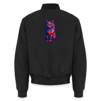 Chat arc en ciel Psychédélique - Bomber unisexe - noir - Dos - AI Model Male 185 light (185cm)