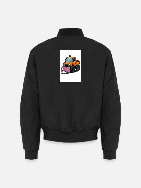 Kleiner Schneepflug auf Baustellenmotif - Unisex Bomberjacke - Schwarz