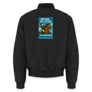 Pferdesport Humor: Sitzen vs Überleben - Unisex Bomberjacke - Schwarz - Hinten - AI Model Male 185 light (185cm)
