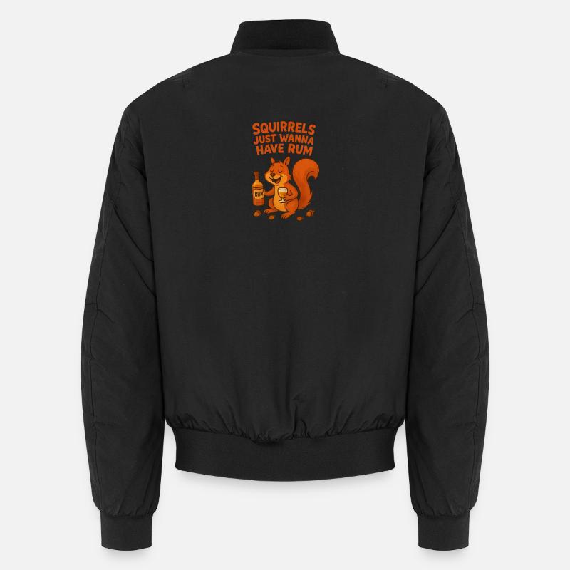 Squirrel with Rum and Humor - Unisex Bomber Jacket - black
