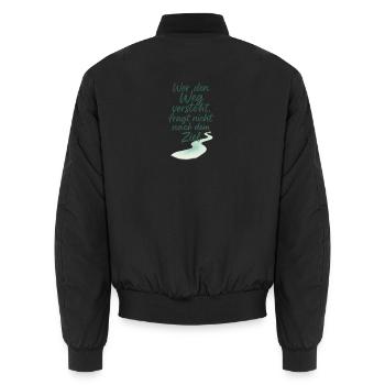 Motivational quote with waterway elements - Unisex Bomber Jacket - black - Back - AI Model Male 185 light (185cm)