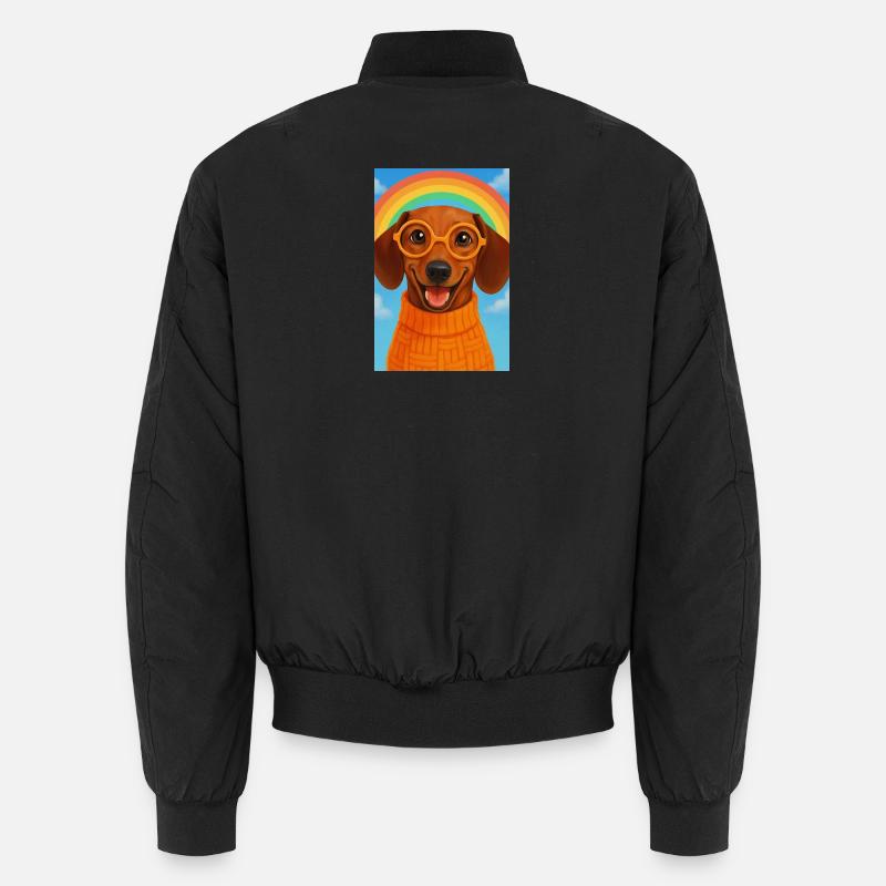 Chien joyeux avec lunettes et arc-en-ciel Bomber unisexe
