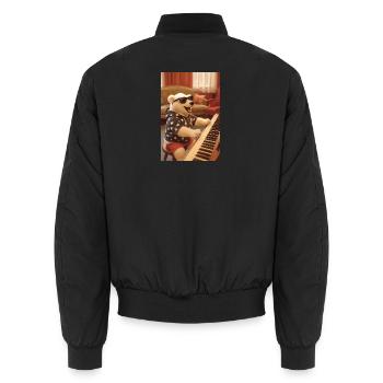 Bär im Sternen-Hoodie mit Sonnenbrille - Unisex Bomberjacke - Schwarz - Hinten - AI Model Male 185 light (185cm)