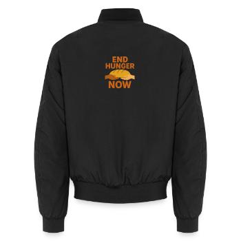 End Hunger Now Bread Icon - Unisex Bomber Jacket - black - Back - AI Model Male 185 light (185cm)