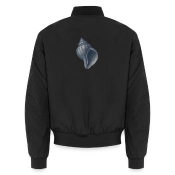 Elegant Nautical Shell Illustration - Unisex Bomber Jacket - black - Back - AI Model Male 185 light (185cm)