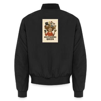 Multitasking Queen - Unisex Bomber Jacket - black - Back - AI Model Male 185 light (185cm)