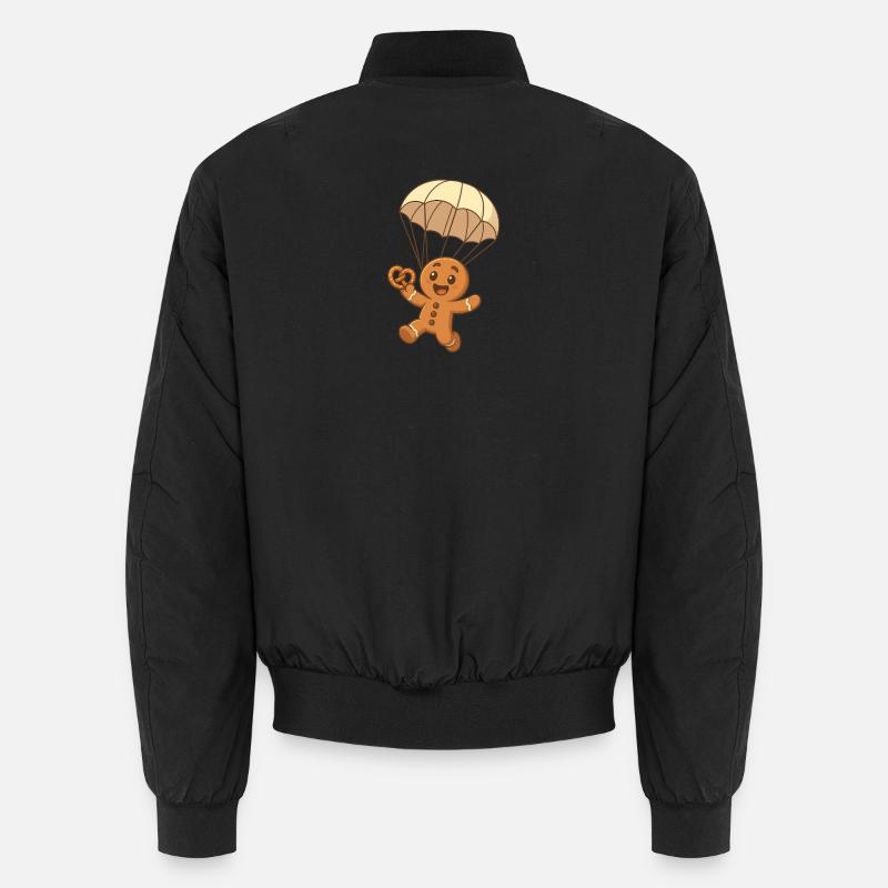 Mannele Lebkuchen mit Fallschirm - Unisex Bomberjacke - Schwarz