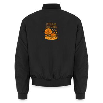 Autumnal welcome with tree and pumpkin - Unisex Bomber Jacket - black - Back - AI Model Male 185 light (185cm)